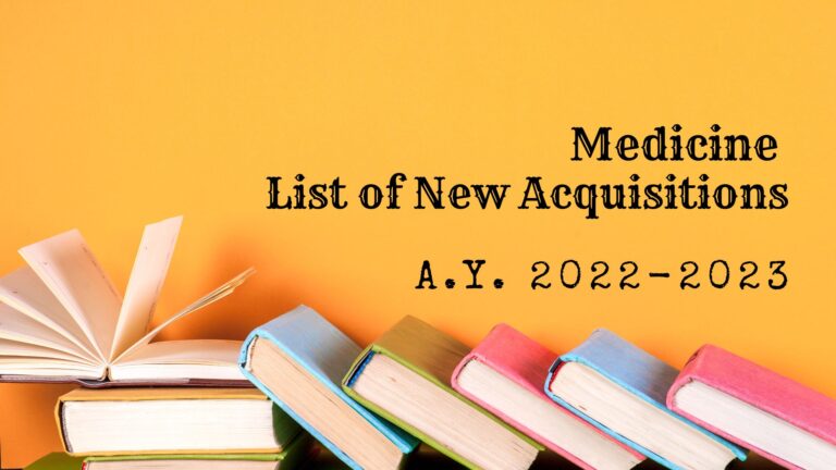 Medicine List of New Acquisitions A.Y. 2022-2023